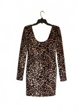 Leopard Print Long Sleeve Bodycon Dress Size Large