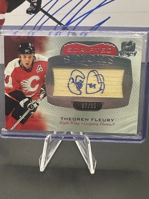 21-22 UD The CUp Scripted Sticks Auto /15 Theoren Fleury Calgary Flames