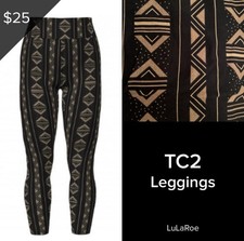 LuLaRoe NEW Leggings TC2 Tall Curvy 2 Buttery Soft Sz 18 Aztec Black Brown