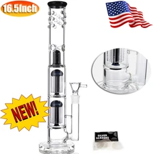 RORA 16.5" Heavy Glass Bong Percolate Bongs Smoking Hookah Water Pipe 18mm Bowl