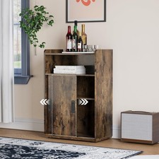 Storage Cabinet w/Sliding Door 2 Adjustable Shelves Pantry Cabinet Organizer