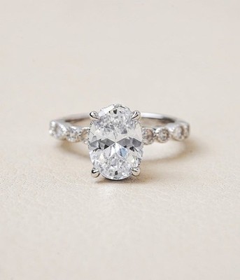 2.40 CT Oval Cut VVS1 Moissanite Engagement Ring 14K White Gold Plated For Women