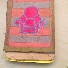 Handmade Illustrated Spiral Bound Blank Journal Notebook, Cardboard Cover