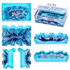 Resin Rectangle Box Mold, Epoxy Silicone Large Storage Container with Lid for...