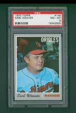 1970 Topps Baseball Card - #148 Earl Weaver, PSA 8 NM/MT