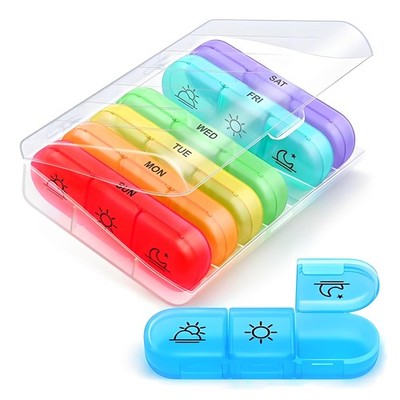 AIMI Weekly Pill Organizer 3 Times a Day, Large 7 Days Box 3 Multicolor 