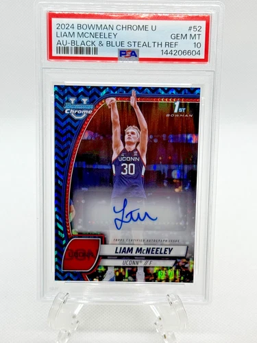 2024 Bowman Chrome U Liam McNeeley Auto Black Blue Stealth #/100 PSA Gem Mint 10