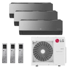 LG Art Cool Mirror Ductless Mini Split Heat Pump System - 3-Zone - 36k BTU Ou...