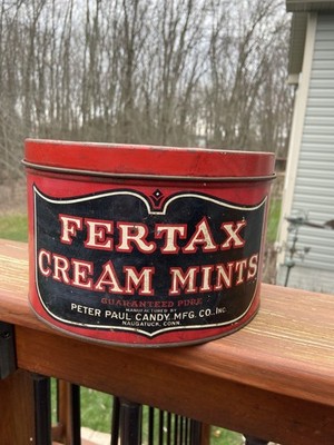 Vintage Fertax Cream Mints Red Tin Peter Paul Candy Co 