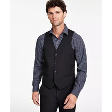Alfani Men's Black Stretch Classic Evening Formal Slim-Fit Suit Vest Size L
