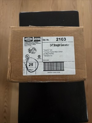 25x Pack Hubbell Raco 2103 3/4'' Uninsulated Straight Connector Conduit Fitting