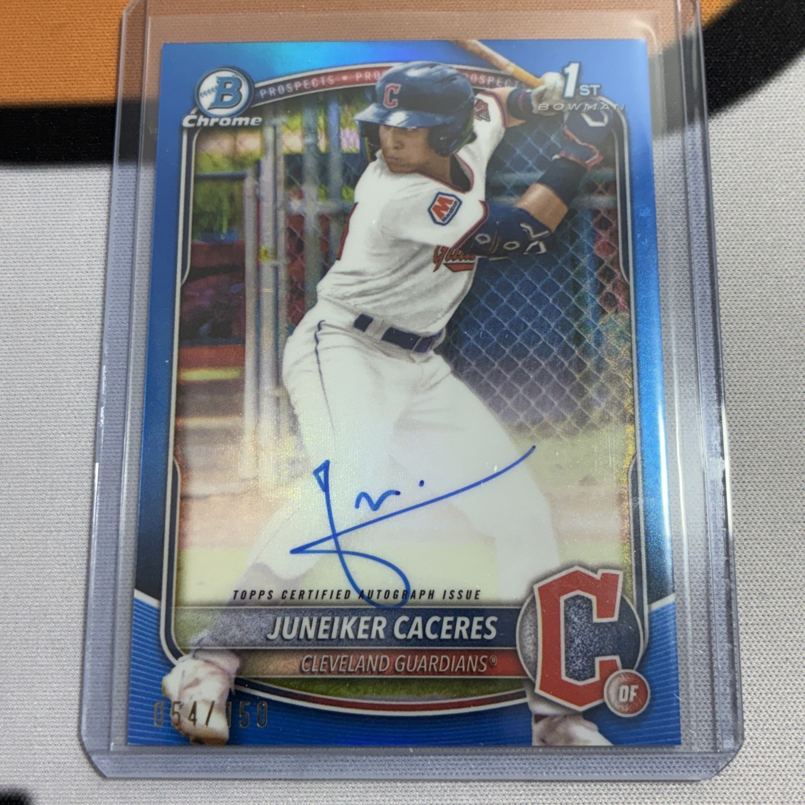 JUNEIKER CACERES 2025 BOWMAN CHROME 1ST TRUE BLUE REFRACTOR AUTO /150