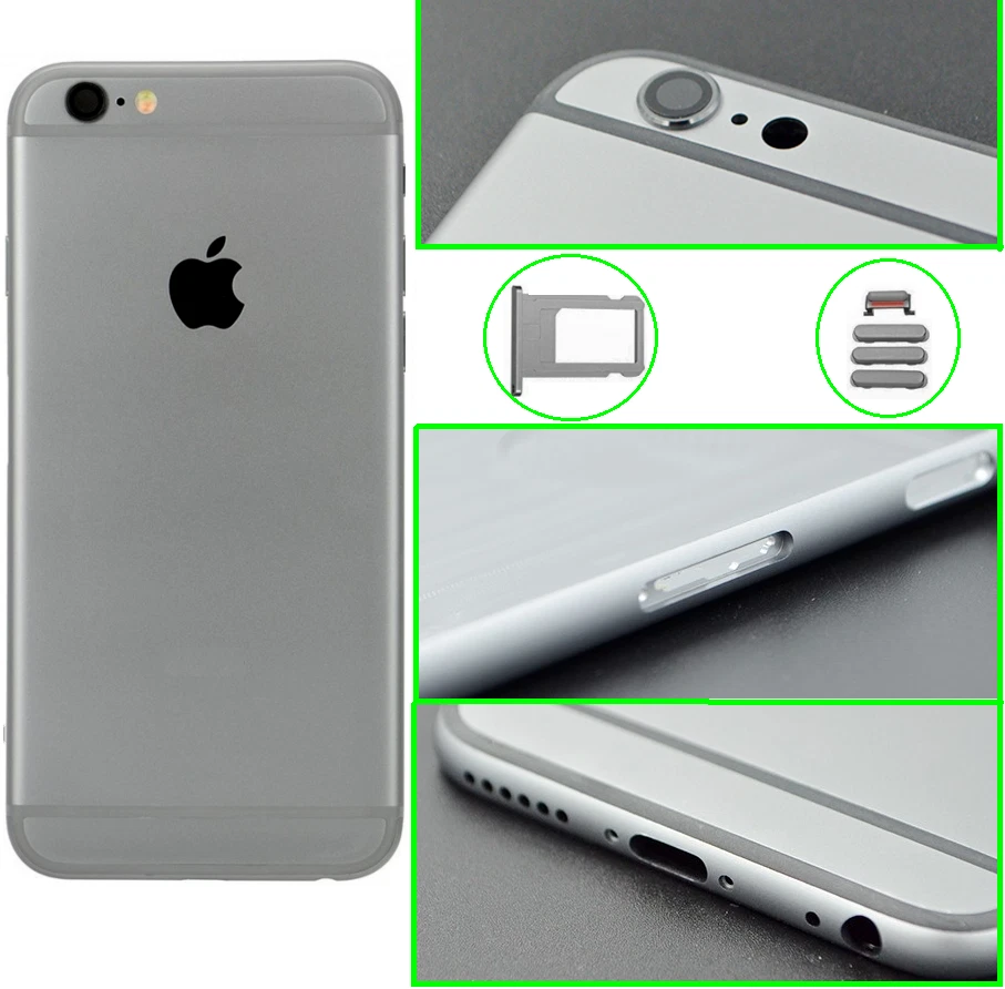 BACK COVER SCOCCA POSTERIORE+SLOT SIM TASTI VETRO CAMERA X APPLE IPHONE 6 - Immagine 2 di 4
