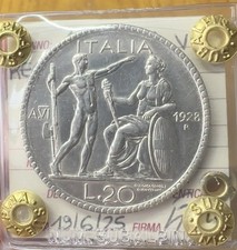MONETA REGNO D'ITALIA 20 LIRE LITTORE 1928 ANNO VI NC sigillata SPL SUBALPINA