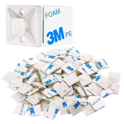 100 PCS 3/4'' White Self Adhesive Cable Zip Tie Mounts Wire Cable Clips Holder...