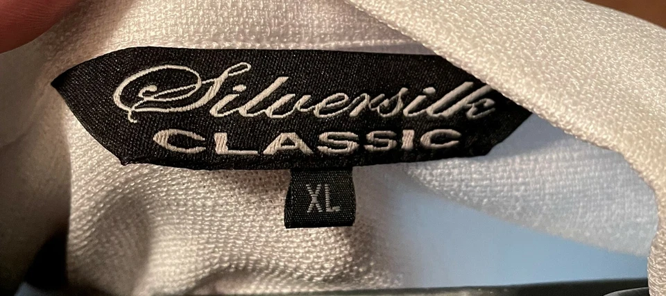 ВИНТАЖНАЯ МУЖСКАЯ БЕЛАЯ ЛЬНЯНАЯ РУБАШКА С КОРОТКИМ РУКАВОМ SILVERSILK РАЗМЕР XL - Изображение 4 из 4