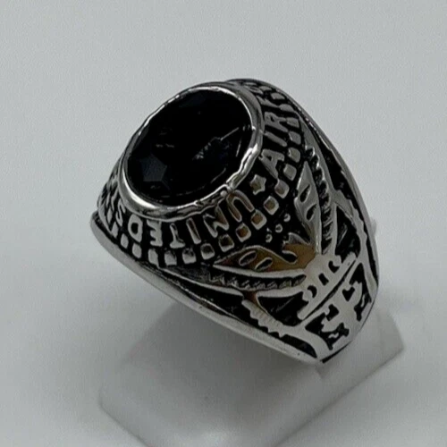 Anillo de Hombre Piedra Negro De Ónix Ovalados Facetada Color Plata Acero 316l - Imagen 3 de 4