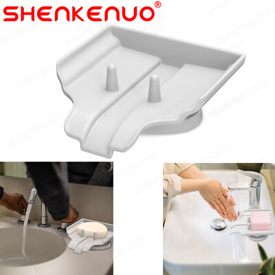 1pc Soap Dish Holder Self Draining Soap Saver Suction Cup Bathroom Tray White US