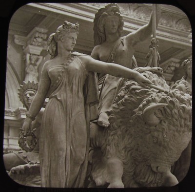 Glas Magische Laterne Dia ALBERT MEMORIAL AMERIKA SOCKEL UM 1890 FOTO BÜFFEL