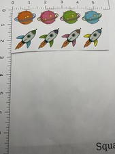 STICKER SHEET: Rocket ship planet glitter stickers