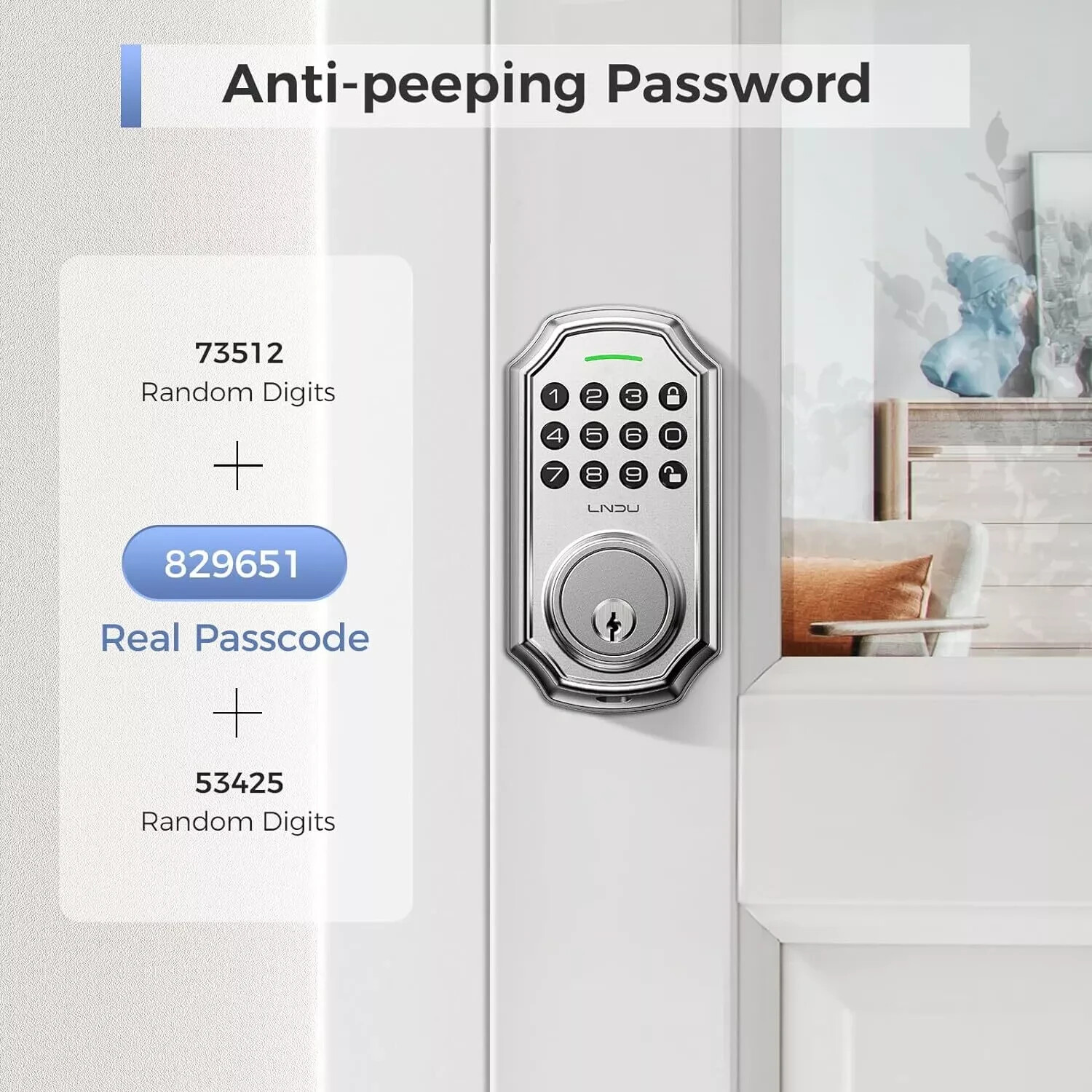 Smart Keyless Entry Deadbolt Lock with 100-Code Keypad – D180 Model-image