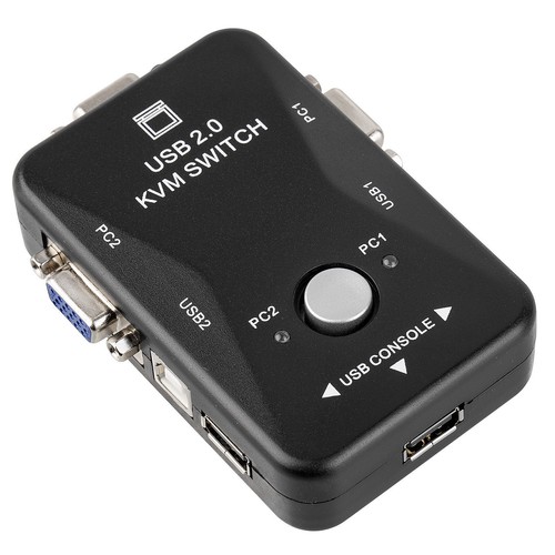 KVM Switch 2 Port Console Desktop Laptop Keyboard Monitor Mosue USB VGA Share - 第 1/11 張圖片
