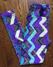 NEW Lularoe Leggings OS Chevron Colorful Aztec Tribal Arrow Purple Pant One Size