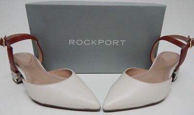 Rockport Noelle Size 5 W WIDE EU 35 Women's 2-Piece Leather Pumps Vanilla CI3244