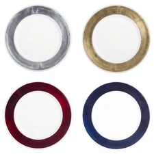 4 Pack Magical Metallic Charger Plate Set With 16 Gold Silver Red Blue Rings