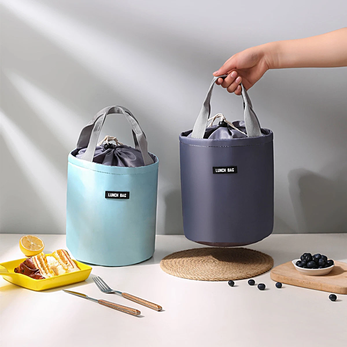 Lunch Box Bag Portable Retain Freshness Round Insulated Food Soup Jar  Holder | eBay