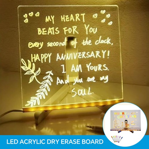 LED Note Board With Colors, Acrylic Dry Erase Board With Light,Light Up Dry Era - Picture 3 of 18