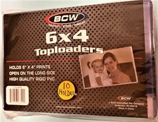 1 PACK  (10  / Pack)   6" BY 4"  TOP LOADER SEMI RIGID  SLEEVES  opens long edge