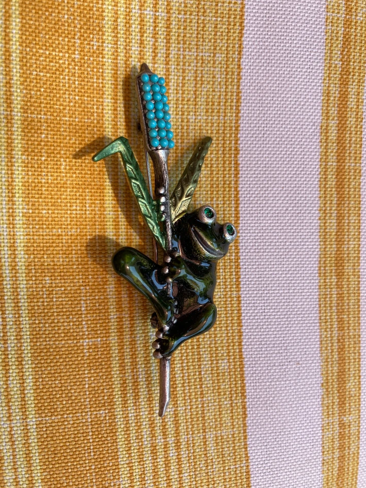 Broche/broche de lapela verde esmalte sapo strass e turquesa  - Imagem 3 de 4