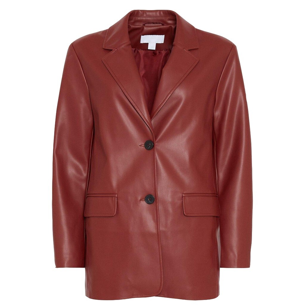 BADBLOOD ■ Distressed Leather Blazer Dark Red Leather Blazer For Women, Women Leather Blazer