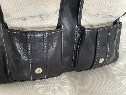 Michael Kors Cuero Negro Doble Bolsillo Frontal Mediano Bolso de Mano Cartera Bolso Domo - Imagen 12 de 16