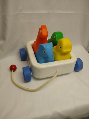 Vintage Little Tikes Animal Pals Wagon Friends Pull Along Toddler Toy  Complete