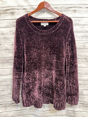 XL Or is Soft Plum Purple Chenille Pullover Long Sleeve Sweater
