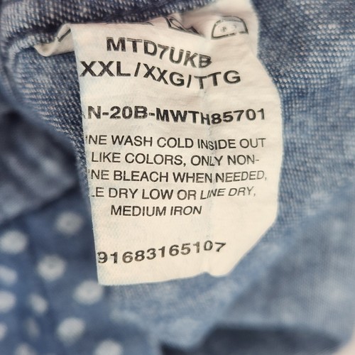 Wrangler Indigo Denim Shirt XXL Blue Southwestern Pearl Snap Wester Rodeo Cowboy - Picture 7 of 7
