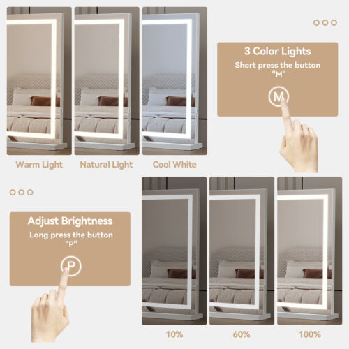 Hollywood Mirror LED Light Up Vanity Make Up Mirror Large 70x55cm USB Charging - Picture 4 of 12