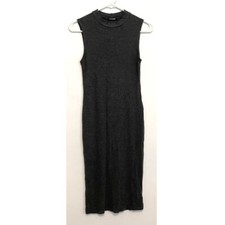 FASHION NOVA Rydell Midi Dress Gray Ribbed Sleeveless Mock Neck Bodycon Medium ?