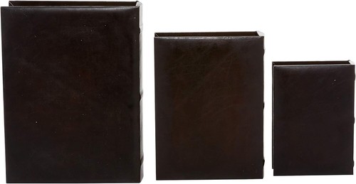 Elegant Stackable Book-Shaped Keepsake Boxes - Set of 3 Rustic Brown Design - Picture 9 of 10