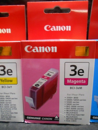 x4 BIC-3e Canon 13ml Ink Cartridges Yellow Cyan & x2 Magenta Office Supplies - Picture 4 of 9