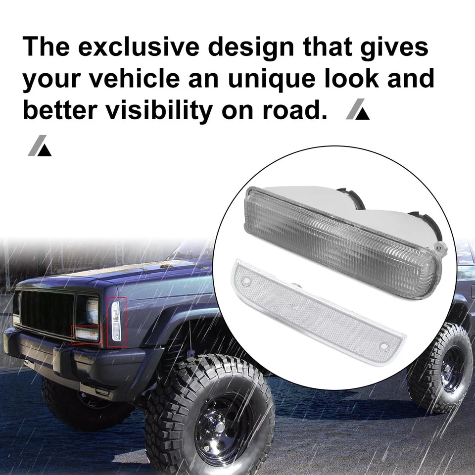 Apto para Jeep Cherokee XJ 1997-2001 cromadas 1 par de luces de señalización + luces de señalización laterales Foto 3 de 4