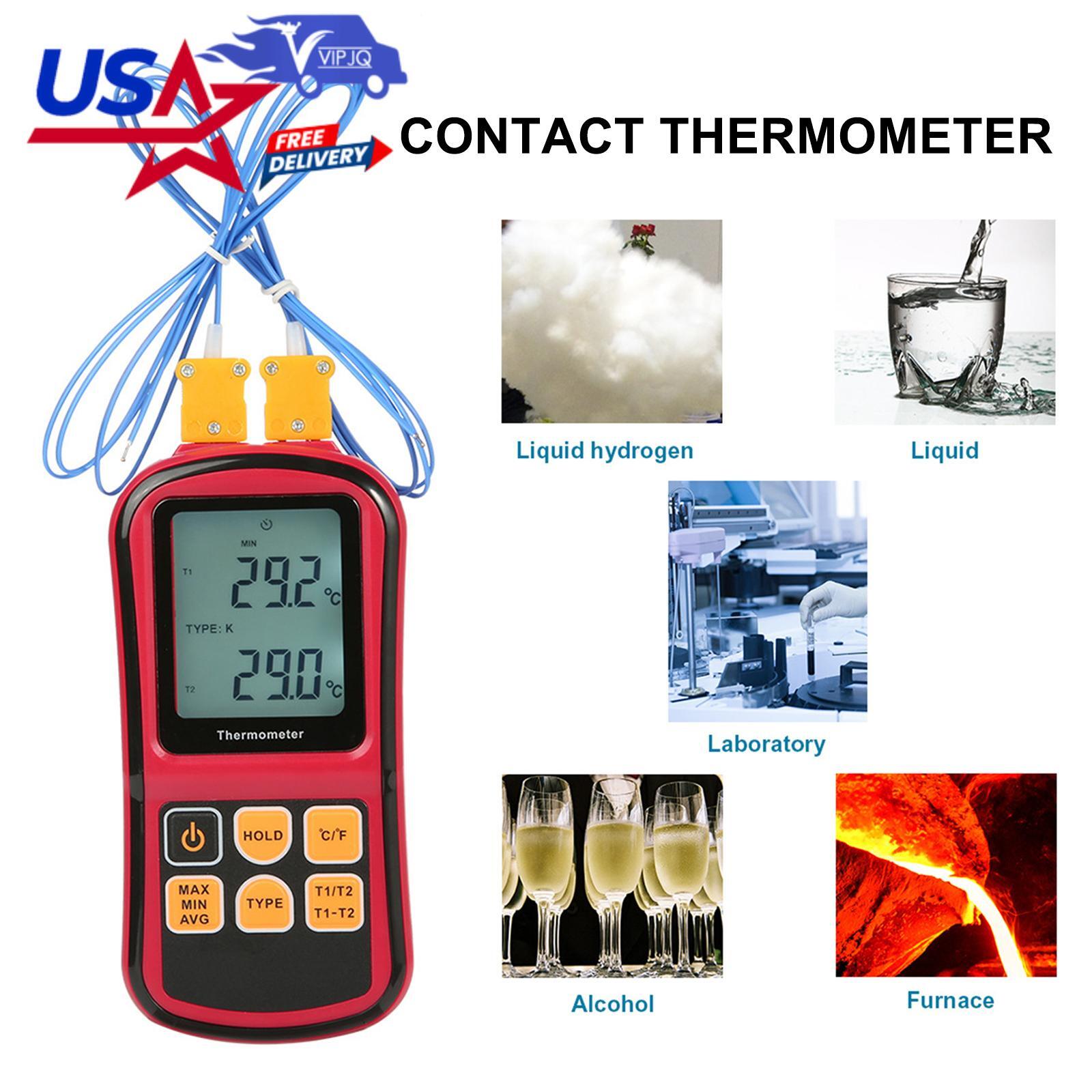 Digital Thermocouple Thermometer Temperature Dual-channel Meter Tester LCD