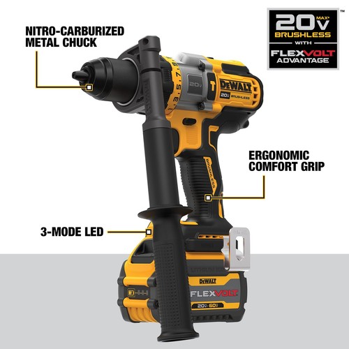 DEWALT FLEXVOLT ADVANTAGE 20V MAX* Hammer Drill Cordless 1/2-Inch (DCD999T1) - Picture 2 of 11