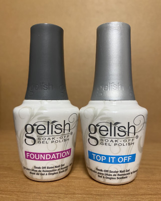 2 Bottles - Set of Gelish Gel Polish Foundation Base & Top It Off .5 fl oz/15 ml