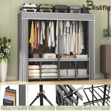 Foldable Portable Closet Wardrobe Clothes Rack Storage Organizer Shelf Durable