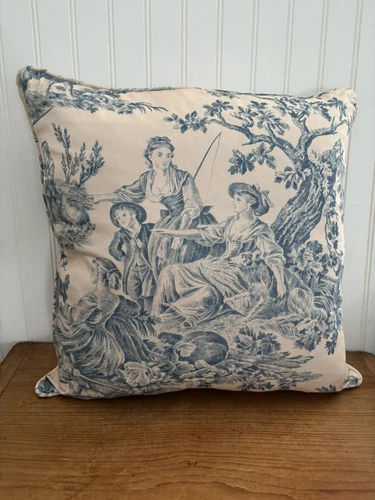 Maison d' Hermine Blue Toilé Cushion Cover 100% Cotton 18”x18” French Pastoral