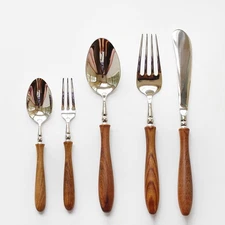 Elegant Wood Handle Silverware Set - Premium PearWood Handle & 304 Stainless ...