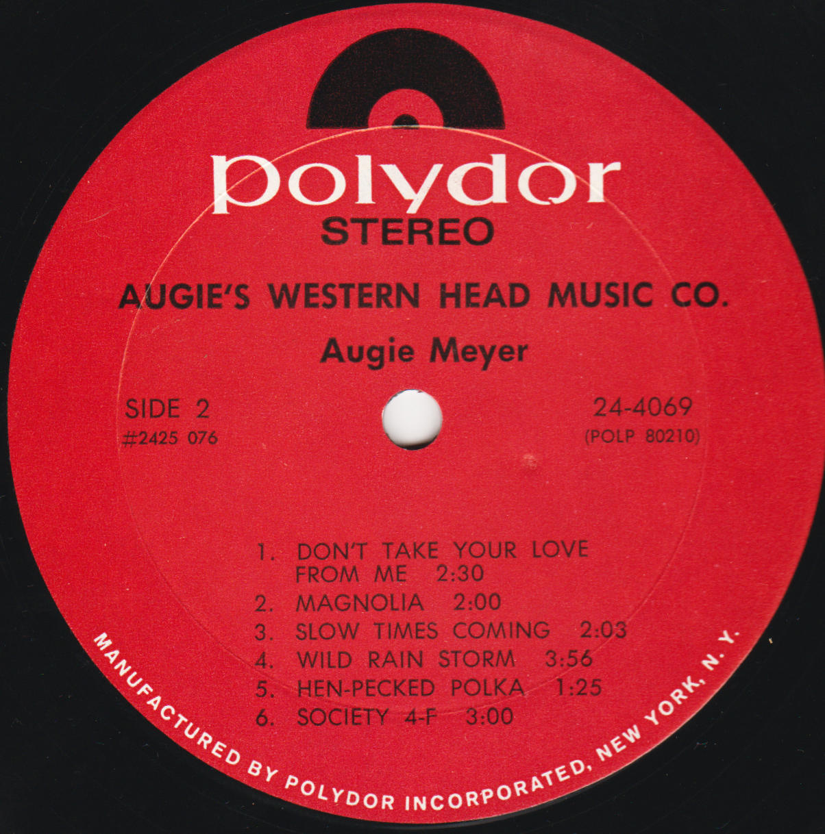 AUGIE MEYER~AUGIE'S WESTERN HEAD MUSIC CO, 1971 orig 1st press Polydor
